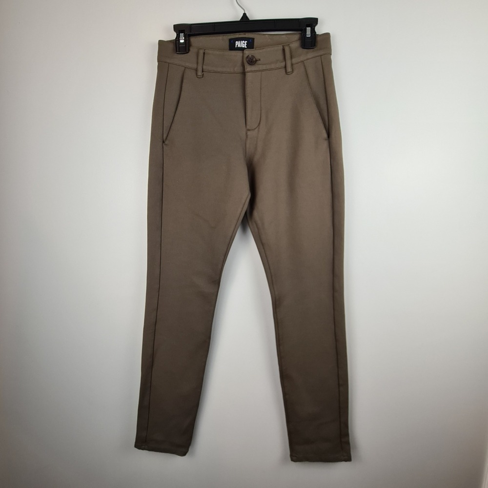 Paige Soft Moss Green Ponte Skinny Chino Pants Womens 28 Career Classic Trousers